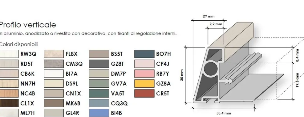 Armadio 2 ante scorrevoli Zap con profilo in alluminio disponibile in 21 colorazioni