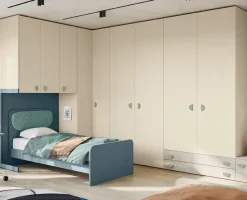 Armadio a Ponte angolare 9 ante con cabina armadio disponibile in vari colori