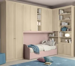 Armadio a ponte angolare con vano contenitore strutturale Linda linea Omega disponibile in vari colori