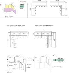 Armadio a ponte angolare salvaspazio con doppio letto contenitore in Noce biondo, Orzo e Verde salvia disponibile in 2 misure e vari colori