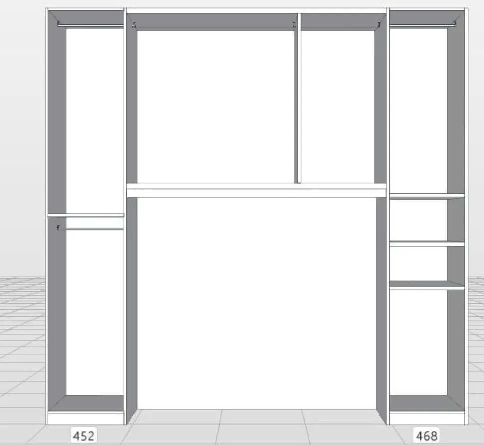 Armadio a Ponte 5 Ante e 3 Cassetti, L 245 cm disponibile in 4 colori