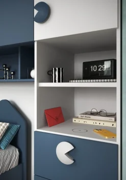 Armadio a ponte Bianco opaco e Blu Navy L 294