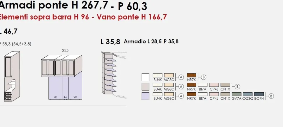 Armadio a ponte Clara linea Omega disponibile in vari volori