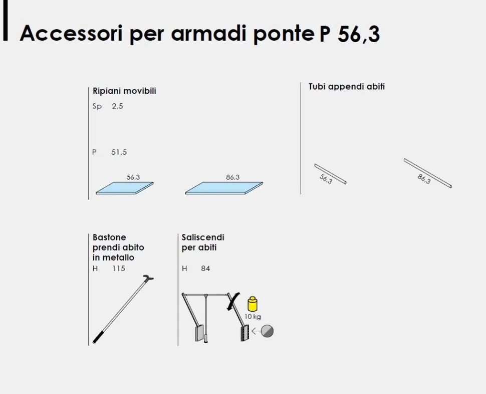 Armadio a ponte componibile 7 ante battenti linea Lotto disponibile in 3 misure e 20 colorazioni