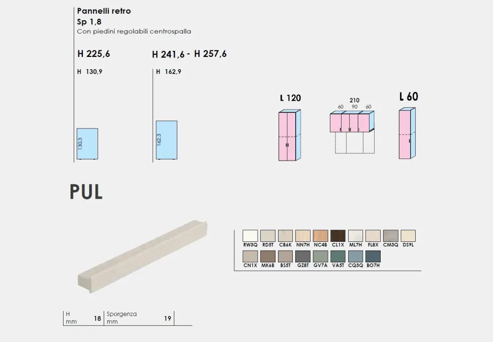Armadio a ponte componibile 7 ante battenti linea Lotto disponibile in 3 misure e 20 colorazioni