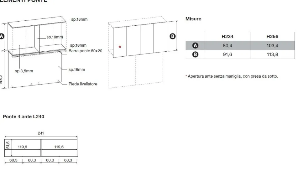 Armadio a ponte con ante battenti L 360 finitura Argilla disponibile in vari colori