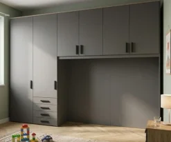 Armadio a Ponte L 300 cm con 6 ante e 4 cassetti Colori Personalizzabili