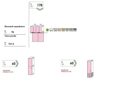 Armadio a Ponte L 300 cm con 6 ante e 4 cassetti Colori Personalizzabili