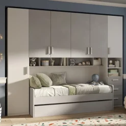 Armadio a ponte moderno Bianco Opaco e Grigio Gesso L 294