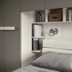 Armadio a ponte moderno con ante battenti Bianco e Grigio cenere L 410 e maniglie in MDF disponibile in 2 misure e vari colori