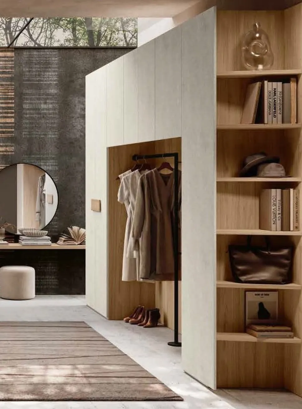 Armadio a ponte moderno in Noce Biondo e Bianco Spatolato disponibile in vari colori