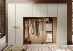 Armadio a ponte moderno in Noce Biondo e Bianco Spatolato disponibile in vari colori