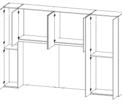 Armadio a ponte reversibile Olmo e Grigio moderno con ante battenti L 365 e maniglie in MDF disponibile in 2 misure e vari colori