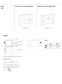 Armadio a ponte reversibile Olmo e Grigio moderno con ante battenti L 365 e maniglie in MDF disponibile in 2 misure e vari colori