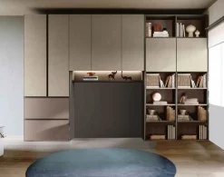 Armadio a ponte salvaspazio con libreria in Argilla, Bronzo e Grigio cenere disponibile in 2 misure e vari colori