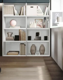 Armadio a ponte salvaspazio con libreria in Argilla, Bronzo e Grigio cenere disponibile in 2 misure e vari colori