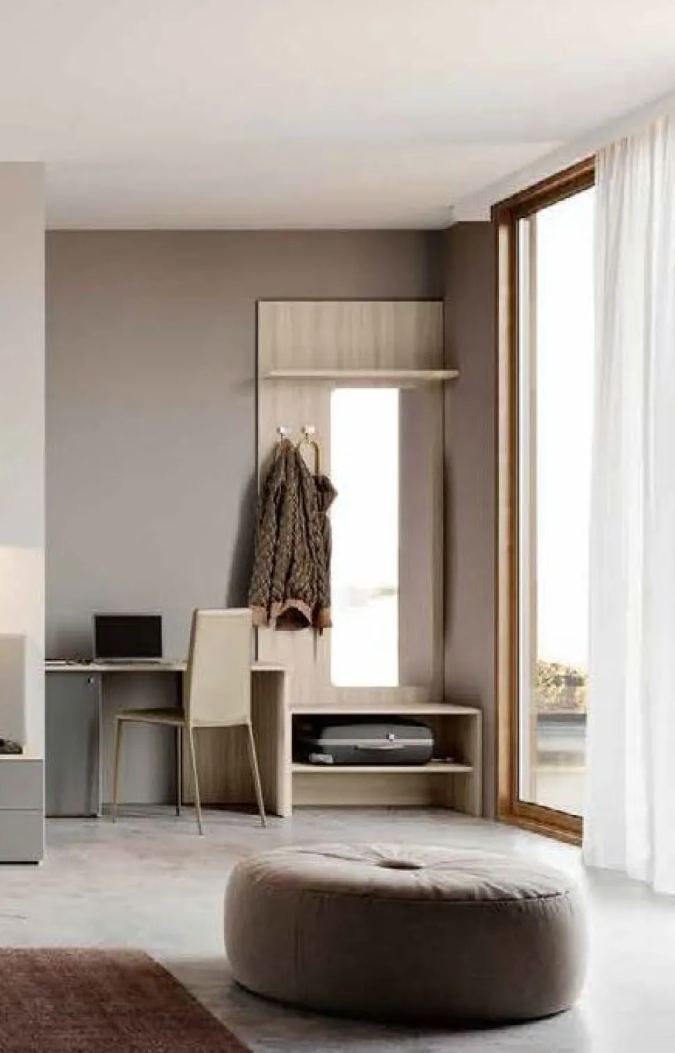 Armadio battente 2 ante con Boiserie con specchio finitura Rovere disponibile in 2 misure e vari colori linea Bam