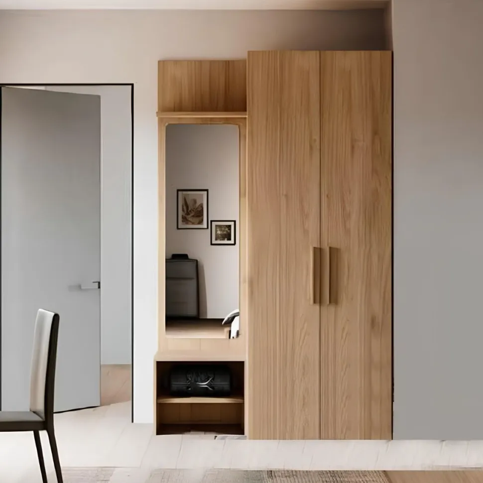 Armadio battente 2 ante con Boiserie con specchio finitura Rovere disponibile in 2 misure e vari colori linea Bam