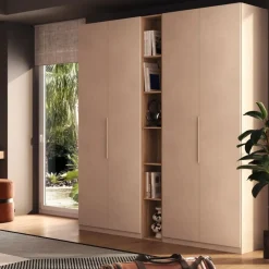 Armadio battente 4 Ante finitra Cashmere con Libreria a giorno centrale