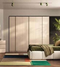 Armadio battente componibile con maniglia a tutta altezza in finitura Cashmere e Rovere Mercure disponibile in 5 misure