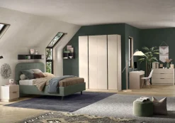 Armadio battente componibile con maniglia a gola in finitura Cashmire e Antracite disponibile in 5 misure