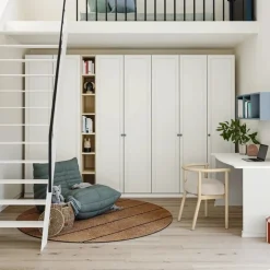 Armadio battente con libreria e 7 ante con telaio Style linea Ginevra disponibile in 2 misure e vari colori