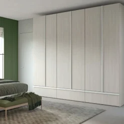 Armadio battente con maniglia a tutta altezza 6 ante e 3 cassetti disponibile in 2 misure e 13 colori