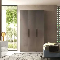 Armadio battente modulare moderno con maniglia in metallo Collezione Cheriè 5 Misure e 3 Finiture