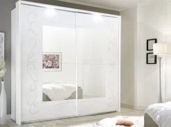 Armadio Bianco Opaco con serigrafia e 2 ante scorrevoli a specchio Tiny linea Essenza