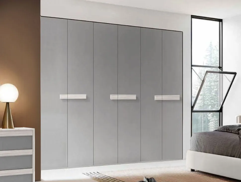 Armadio componibile ante battenti finitura Noce Biondo con maniglia in MDF disponibile in 16 misure e vari colori Monica linea Bam