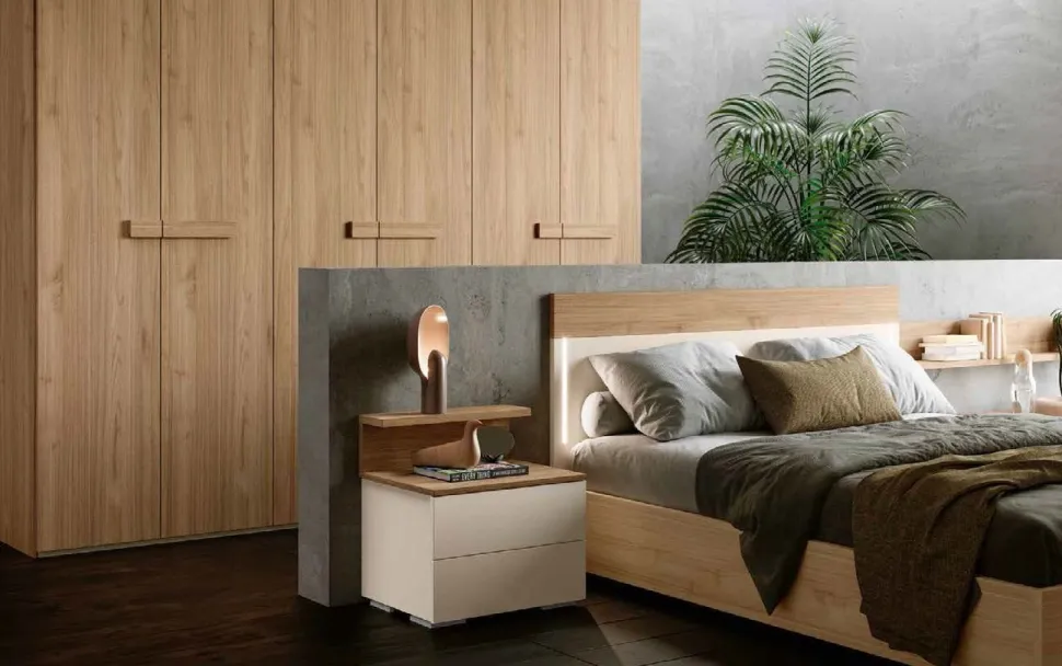 Armadio componibile ante battenti finitura Noce Biondo con maniglia in MDF disponibile in 16 misure e vari colori Monica linea Bam