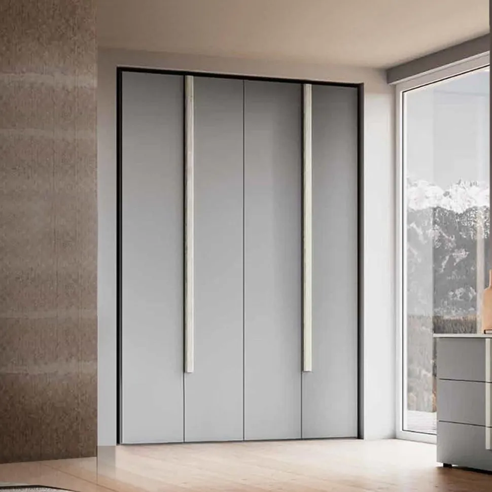 Armadio componibile ante battenti colore Orzo con maniglia in MDF disponibile in 16 misure e vari colori Giorgia linea Bam