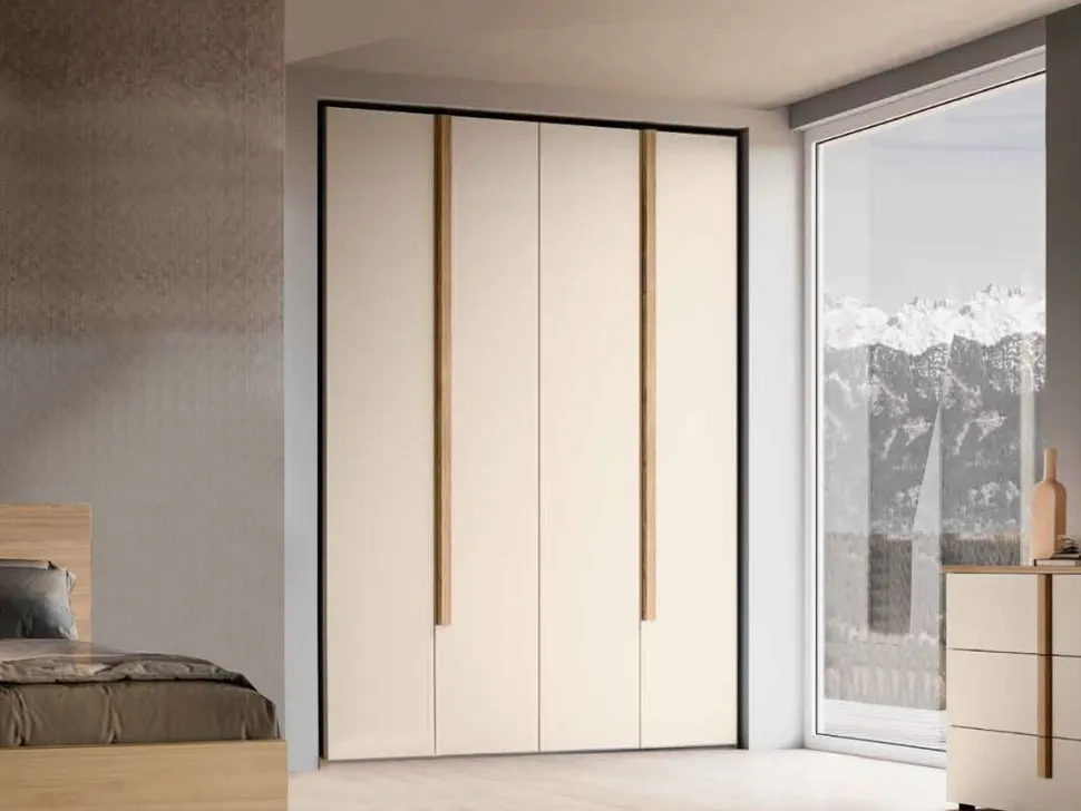 Armadio componibile ante battenti colore Orzo con maniglia in MDF disponibile in 16 misure e vari colori Giorgia linea Bam