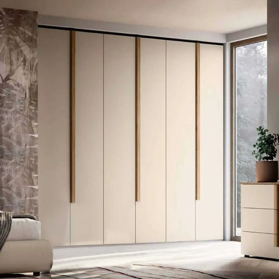 Armadio componibile ante battenti colore Orzo con maniglia in MDF disponibile in 16 misure e vari colori Giorgia linea Bam