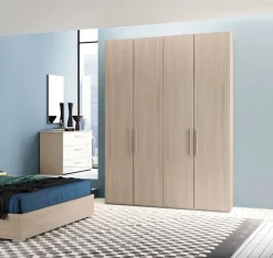 Armadio componibile ante battenti finitura Orzo con maniglia in MDF disponibile in 16 misure e vari colori Agata