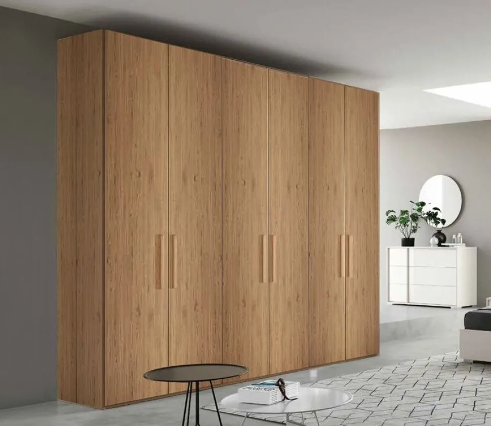 Armadio componibile ante battenti finitura Orzo con maniglia in MDF disponibile in 16 misure e vari colori Agata