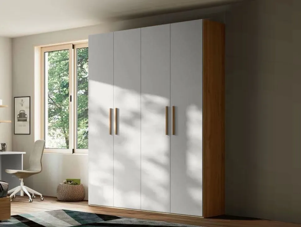 Armadio componibile ante battenti finitura Orzo con maniglia in MDF disponibile in 16 misure e vari colori Agata