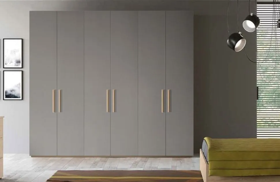 Armadio componibile ante battenti finitura Orzo con maniglia in MDF disponibile in 16 misure e vari colori Agata