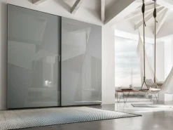 Armadio componibile ante scorrevoli con inserti in vetro Kristal disponibile in varie misure e colori