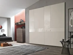 Armadio componibile ante scorrevoli con inserti in vetro Brendy disponibile in varie misure e colori