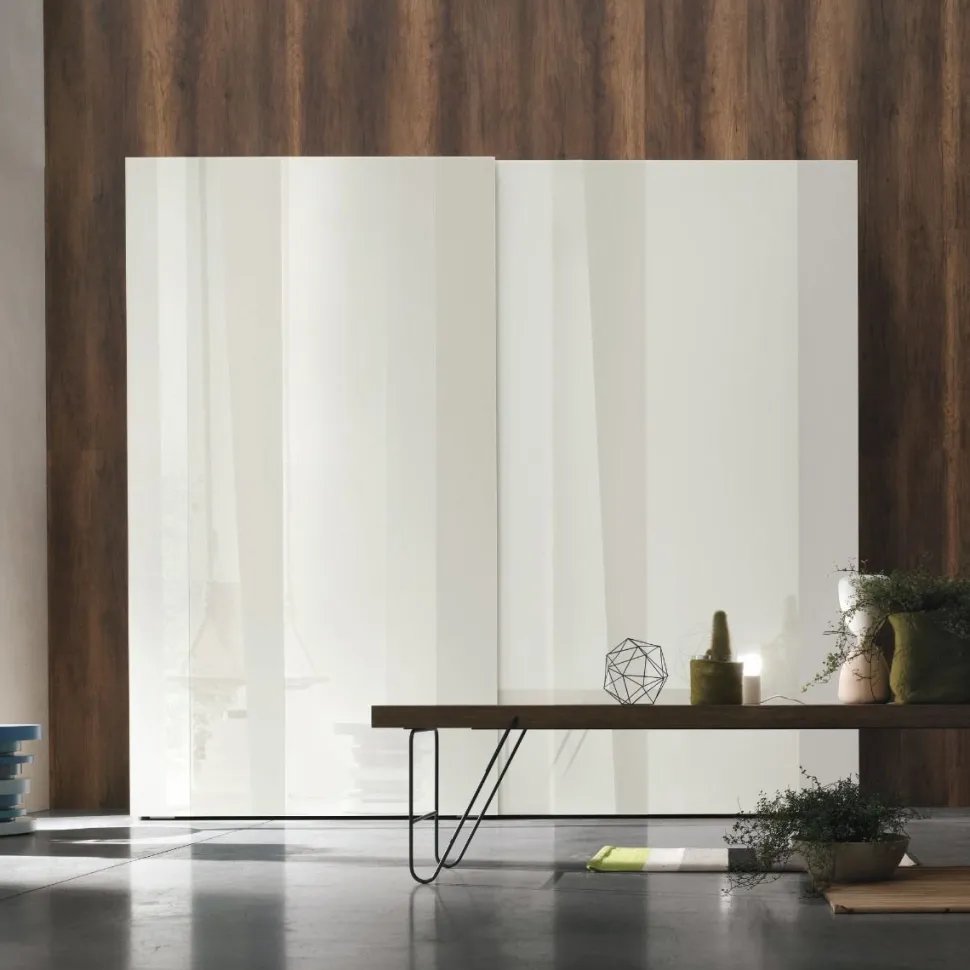Armadio componibile ante scorrevoli con inserti in vetro Palma disponibile in varie misure e colori