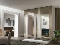 Armadio componibile ante scorrevoli con inserti a specchio bronzato disponibile in varie misure e colori