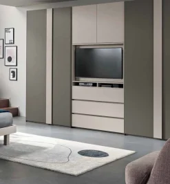 Armadio con ante battenti e vano girevole Porta Tv linea Domino disponibile in vari colori