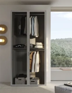 Armadio con 2 ante battenti in vetro e telaio in alluminio H 225.8 X L90 X P56 cm