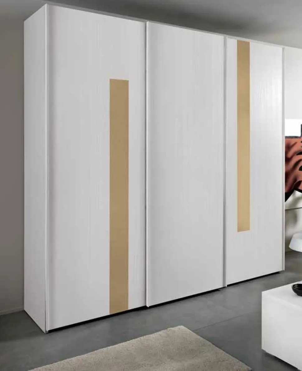 Armadio con 3 ante scorrevoli con inserti in vetro Stefy linea Domino disponibile in vari colori