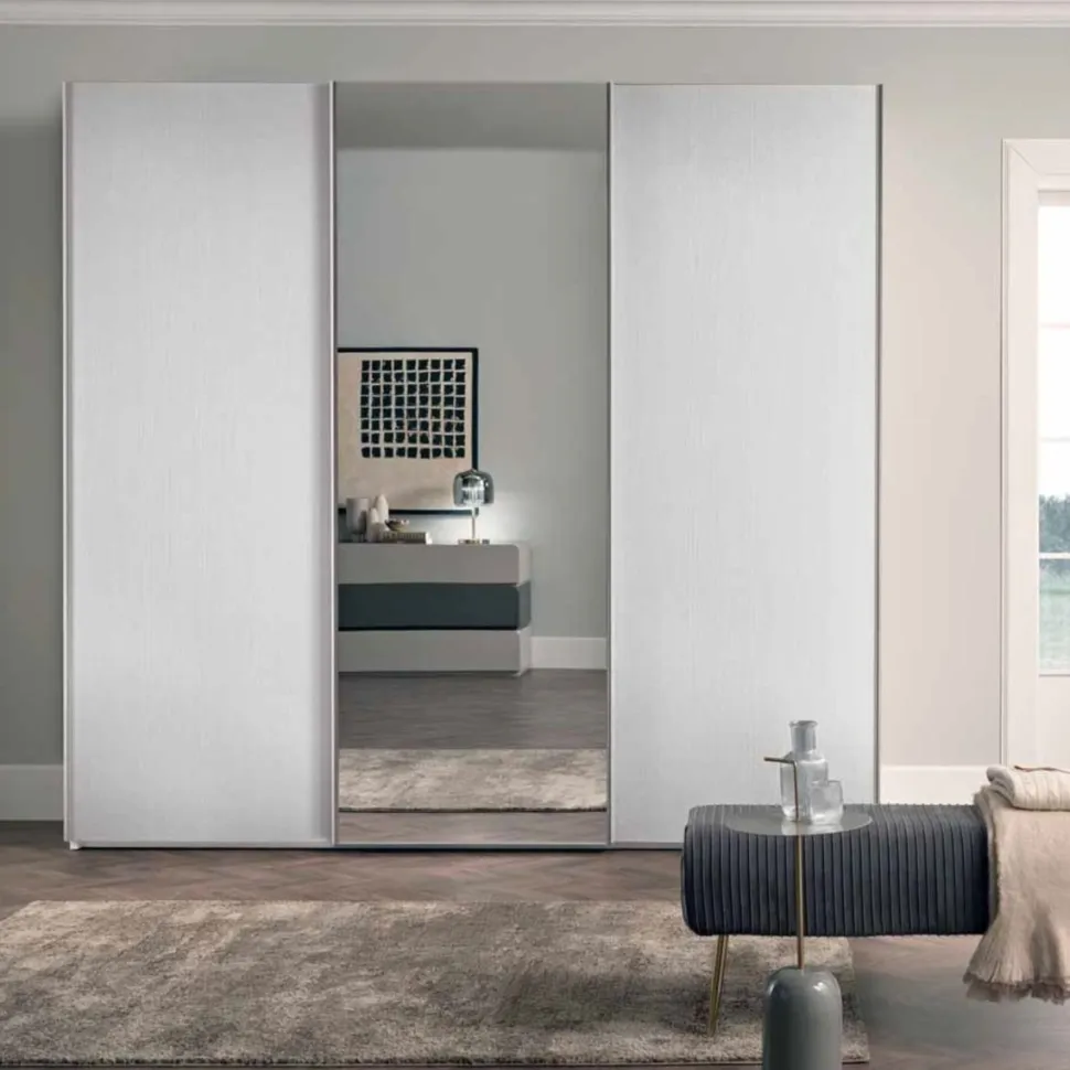 Armadio con 3 ante scorrevoli con specchio Coldy linea Domino disponibile in vari colori