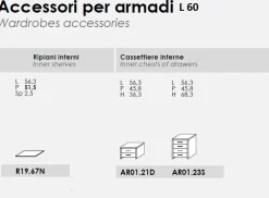 Armadio con guardaroba e 2 ante battenti linea Omega disponibile in 2 misure e vari colori