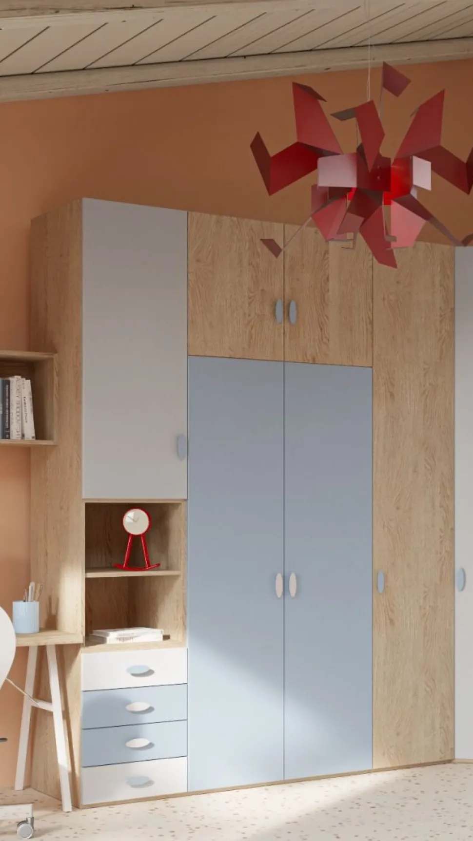 Armadio con Letto singolo a scomparsa Poket linea Colorfull disponibile in 20 colorazioni