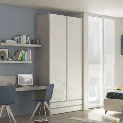 Armadio con maniglia a gola 2 ante battenti e 2 cassetti disponibile in 4 misure
