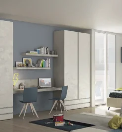 Armadio con maniglia a gola 2 ante battenti e 2 cassetti disponibile in 4 misure